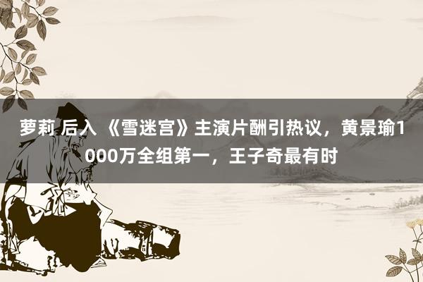 萝莉 后入 《雪迷宫》主演片酬引热议，黄景瑜1000万全组第一，王子奇最有时