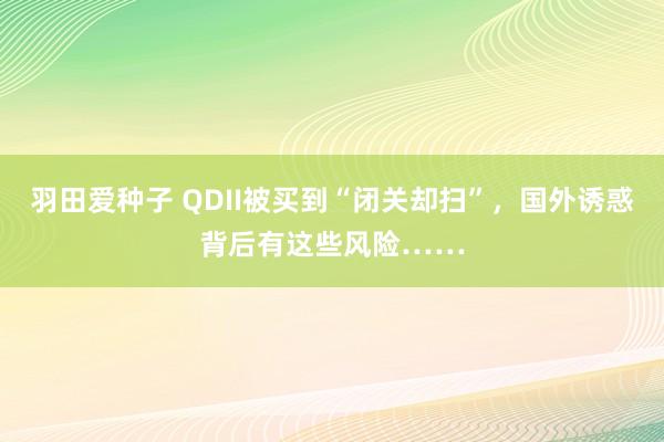 羽田爱种子 QDII被买到“闭关却扫”，国外诱惑背后有这些风险……