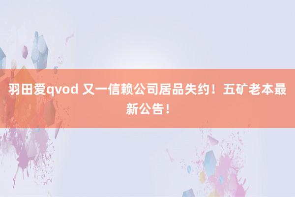 羽田爱qvod 又一信赖公司居品失约！五矿老本最新公告！