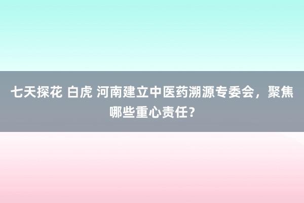 七天探花 白虎 河南建立中医药溯源专委会，聚焦哪些重心责任？