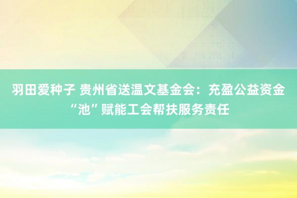 羽田爱种子 贵州省送温文基金会：充盈公益资金“池”赋能工会帮扶服务责任