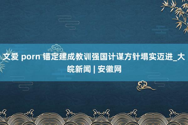 文爱 porn 锚定建成教训强国计谋方针塌实迈进_大皖新闻 | 安徽网