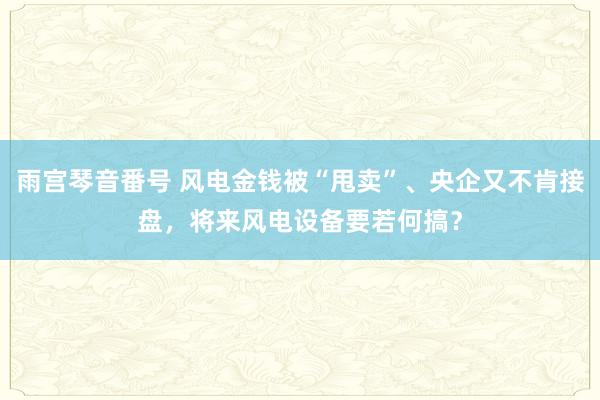 雨宫琴音番号 风电金钱被“甩卖”、央企又不肯接盘，将来风电设备要若何搞？