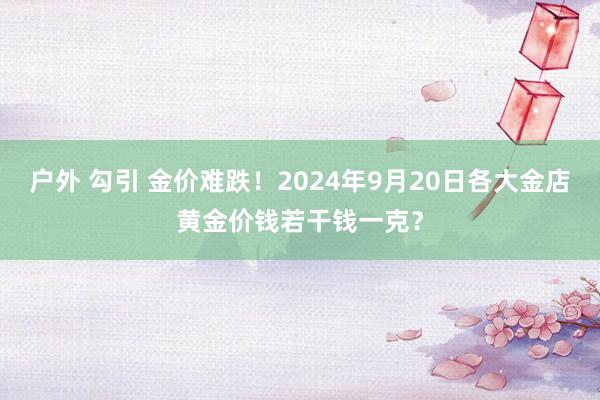 户外 勾引 金价难跌！2024年9月20日各大金店黄金价钱若干钱一克？