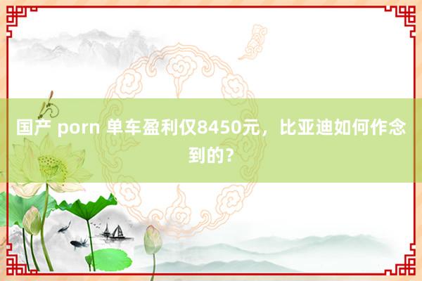 国产 porn 单车盈利仅8450元，比亚迪如何作念到的？