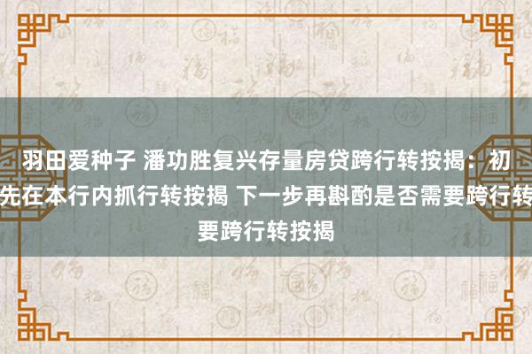 羽田爱种子 潘功胜复兴存量房贷跨行转按揭：初期会先在本行内抓行转按揭 下一步再斟酌是否需要跨行转按揭