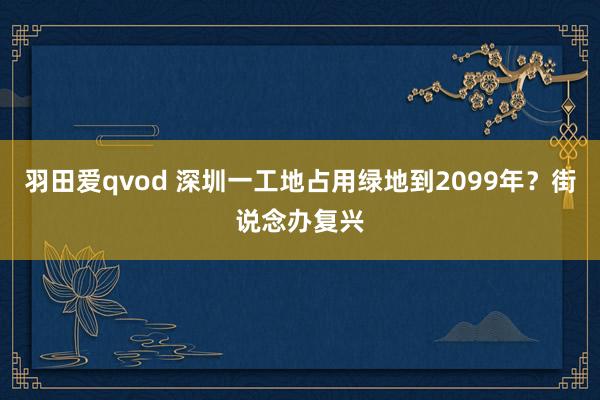 羽田爱qvod 深圳一工地占用绿地到2099年？街说念办复兴