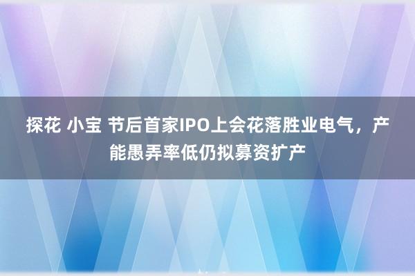 探花 小宝 节后首家IPO上会花落胜业电气，产能愚弄率低仍拟募资扩产