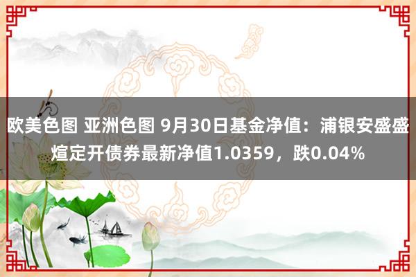 欧美色图 亚洲色图 9月30日基金净值：浦银安盛盛煊定开债券最新净值1.0359，跌0.04%