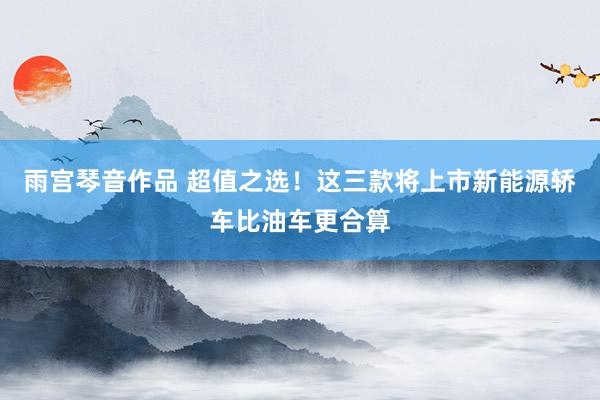 雨宫琴音作品 超值之选！这三款将上市新能源轿车比油车更合算