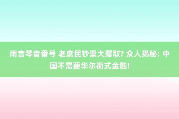 雨宫琴音番号 老庶民钞票大攫取? 众人揭秘: 中国不需要华尔街式金融!