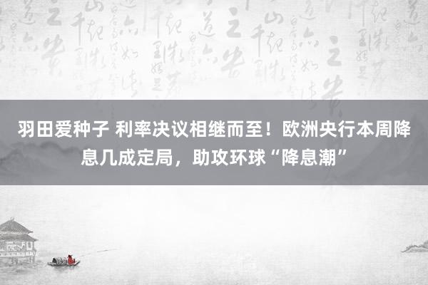 羽田爱种子 利率决议相继而至！欧洲央行本周降息几成定局，助攻环球“降息潮”