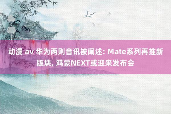 动漫 av 华为两则音讯被阐述: Mate系列再推新版块， 鸿蒙NEXT或迎来发布会