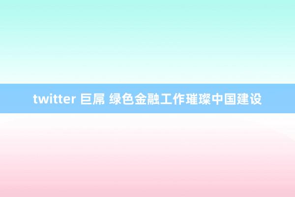 twitter 巨屌 绿色金融工作璀璨中国建设