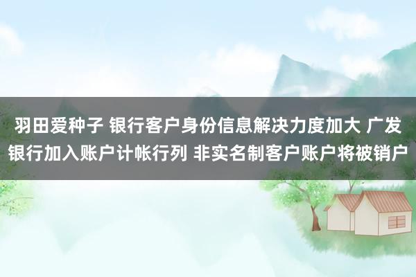 羽田爱种子 银行客户身份信息解决力度加大 广发银行加入账户计帐行列 非实名制客户账户将被销户