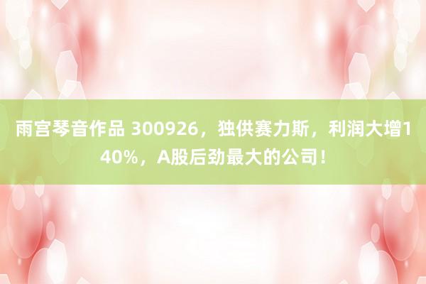 雨宫琴音作品 300926，独供赛力斯，利润大增140%，A股后劲最大的公司！