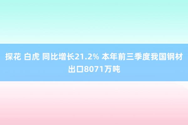 探花 白虎 同比增长21.2% 本年前三季度我国钢材出口8071万吨