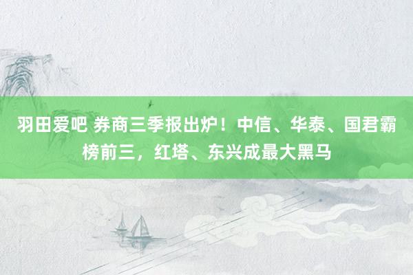 羽田爱吧 券商三季报出炉！中信、华泰、国君霸榜前三，红塔、东兴成最大黑马