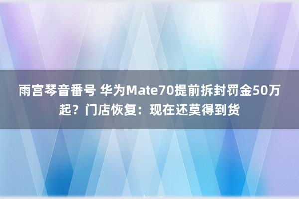 雨宫琴音番号 华为Mate70提前拆封罚金50万起？门店恢复：现在还莫得到货