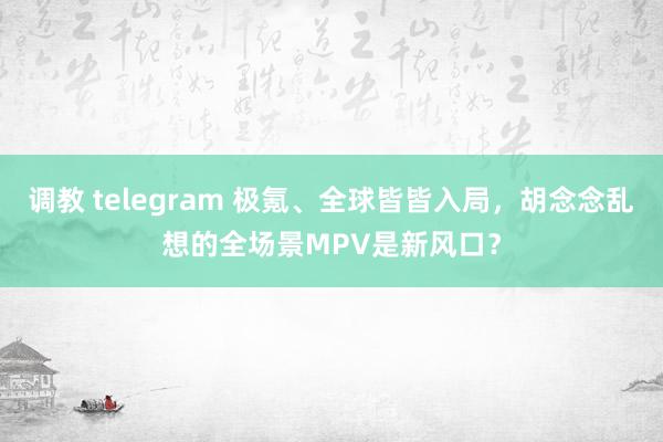 调教 telegram 极氪、全球皆皆入局，胡念念乱想的全场景MPV是新风口？