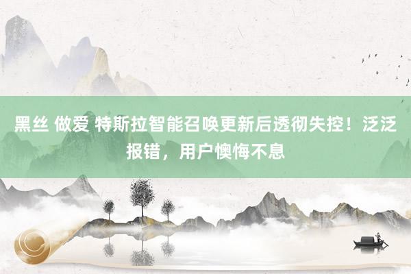 黑丝 做爱 特斯拉智能召唤更新后透彻失控！泛泛报错，用户懊悔不息