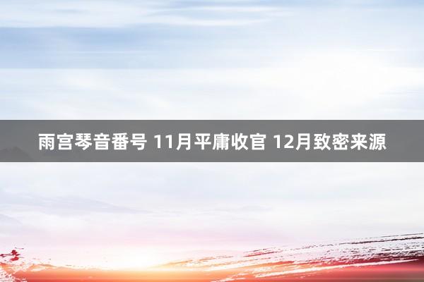 雨宫琴音番号 11月平庸收官 12月致密来源