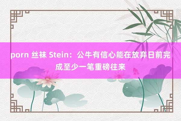 porn 丝袜 Stein：公牛有信心能在放弃日前完成至少一笔重磅往来