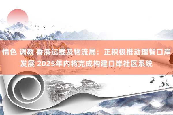 情色 调教 香港运载及物流局：正积极推动理智口岸发展 2025年内将完成构建口岸社区系统