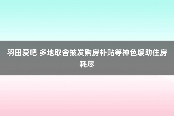 羽田爱吧 多地取舍披发购房补贴等神色缓助住房耗尽