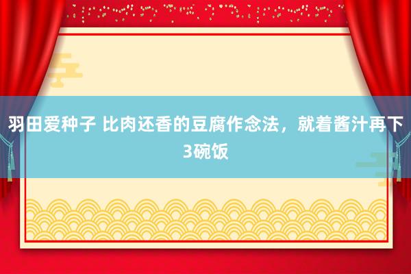 羽田爱种子 比肉还香的豆腐作念法，就着酱汁再下3碗饭