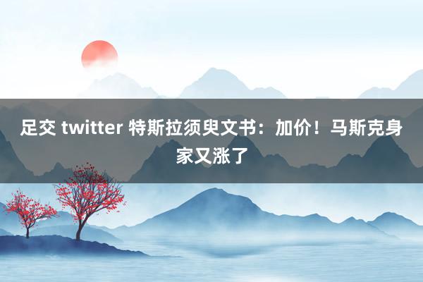 足交 twitter 特斯拉须臾文书：加价！马斯克身家又涨了