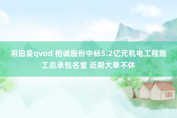 羽田爱qvod 柏诚股份中标5.2亿元机电工程施工总承包名堂 近期大单不休