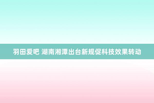 羽田爱吧 湖南湘潭出台新规促科技效果转动