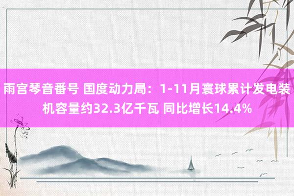 雨宫琴音番号 国度动力局：1-11月寰球累计发电装机容量约32.3亿千瓦 同比增长14.4%