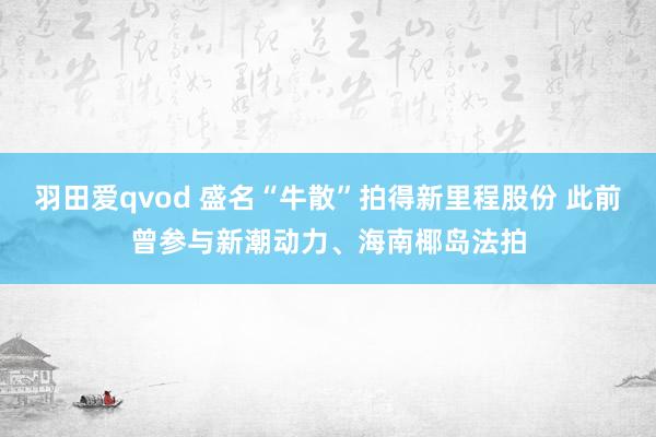 羽田爱qvod 盛名“牛散”拍得新里程股份 此前曾参与新潮动力、海南椰岛法拍