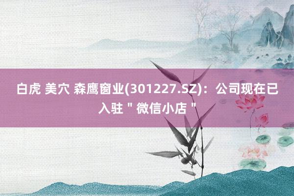 白虎 美穴 森鹰窗业(301227.SZ)：公司现在已入驻＂微信小店＂