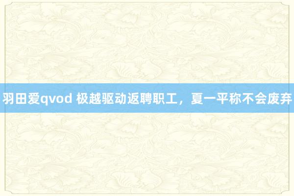 羽田爱qvod 极越驱动返聘职工，夏一平称不会废弃