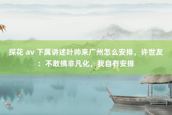 探花 av 下属讲述叶帅来广州怎么安排，许世友：不敢搞非凡化，我自有安排