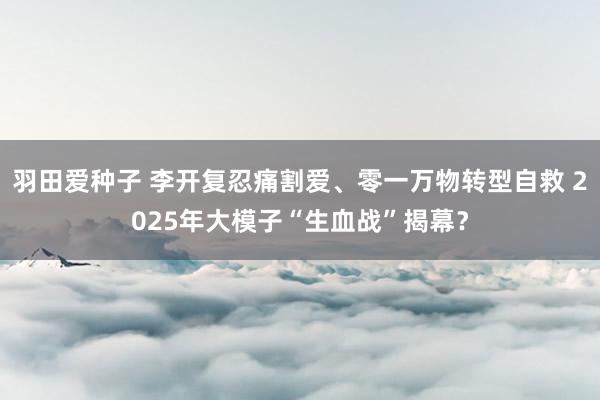 羽田爱种子 李开复忍痛割爱、零一万物转型自救 2025年大模子“生血战”揭幕？