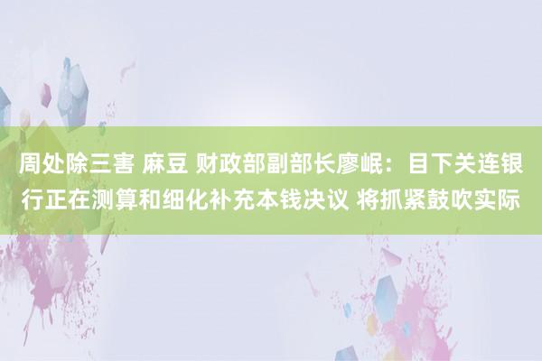 周处除三害 麻豆 财政部副部长廖岷：目下关连银行正在测算和细化补充本钱决议 将抓紧鼓吹实际