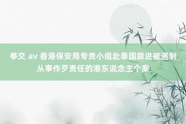 拳交 av 香港保安局专责小组赴泰国跟进被遏制从事作歹责任的港东说念主个案