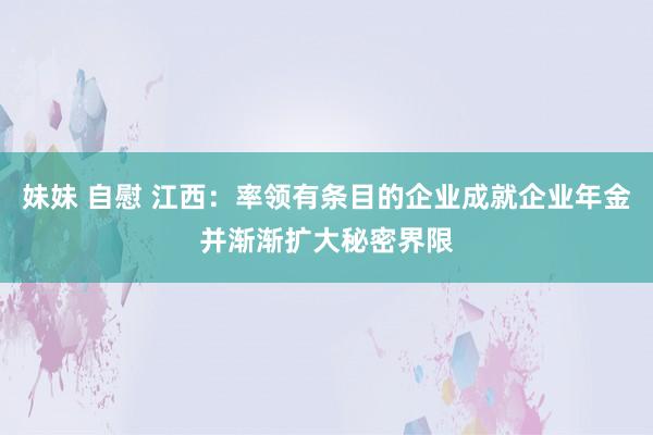 妹妹 自慰 江西：率领有条目的企业成就企业年金并渐渐扩大秘密界限