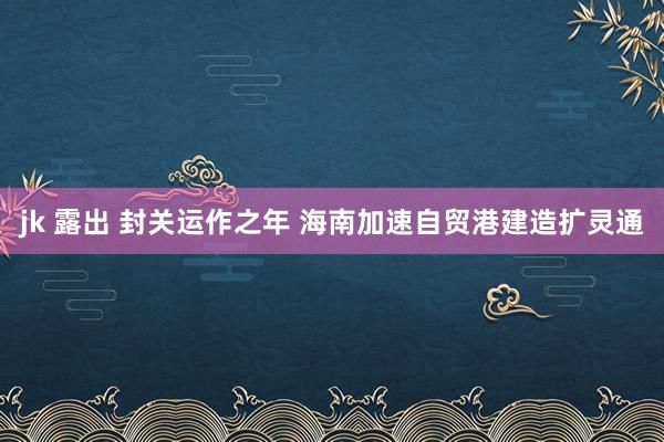 jk 露出 封关运作之年 海南加速自贸港建造扩灵通